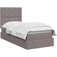 vidaXL Lit coffre avec matelas, couleur taupe, 100 x 200 cm, revêtement en tissu