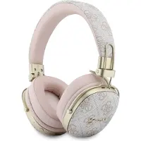 GUESS Casque sans fil Bluetooth ENC, modèle Metal 4G Script, couleur rose