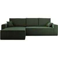 Best Mobilier Dellia - canapé d'angle réversible convertible - avec coffre - en velours côtelé - 4 places , Vert