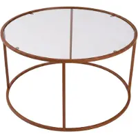 Skye Decor , Table basse moderne (lot de 3) - Orange, 100% métal et verre | 100% verre trempé