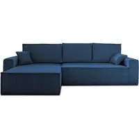 Best Mobilier Dellia - canapé d'angle réversible convertible - avec coffre - en velours côtelé - 4 places , Bleu Ardoise