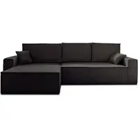 Best Mobilier Dellia - canapé d'angle réversible convertible - avec coffre - en velours côtelé - 4 places , Gris Anthracite