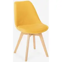 AHD Amazing Home Design Chaise design scandinave en velours bois avec coussin pour cuisine bars restaurant Dolphin Lux - Jaune