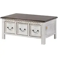 MASSIVMOEBEL24.DE MASSIVMOEBEL24 | Table basse 100x57 Manguier ciré Blanc antique CASTLE-ANTIK #231