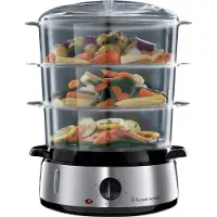 Russell Hobbs Cuiseur vapeur - 19270-56 - Capacité 9L - 3 paniers vapeur - Minuteur jusqu'à 60min - Accessoires Inclus - 800W