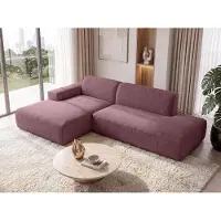 AX Living : Canapé d'angle moderne Didim Duo, 288 cm, couleur rose, revêtement en chenille