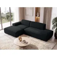 AX Living : Canapé d'angle moderne Didim Duo, 288 cm, gris foncé, revêtement en velours