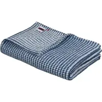 Dodo Plaid Coton Caresse Marine, 435 g/m², 65% Coton, 20% Polyester, 15%.polyacrylique, Finition Franges