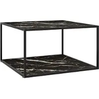 The Living Store Table basse Living Store, noire, imitation marbre noir, dimensions : 90 x 90 x 50 cm