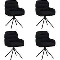 vidaXL : Ensemble de 4 chaises de salle à manger, revêtues en similicuir noir, dimensions : 59 x 59,5 x 90 cm