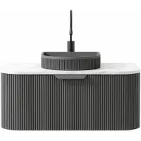 OTITEC Meuble sous-vasque salle de bain - 80 cm - Blanc - RAIN