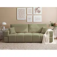Idohome Canapé d'angle rembourré BUENO avec fonction convertible et coffre de rangement – Canapé moderne avec espace de rangement, tissu bouclé vert Centaur 13