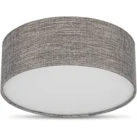 REV Plafonnier - Plafonnier rond de 30 cm avec abat-jour en tissu au look vintage – idéal pour la chambre à coucher et le salon, marron-argent