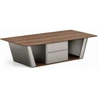 Xl Moebel Gmbh Table basse moderne en noyer avec des accents métalliques élégants