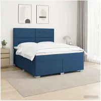 vidaXL Lit boxspring avec matelas avec tête de lit bleu 140 x 190 cm Tissu