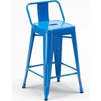 AHD Amazing Home Design Tabouret de bar style industriel en métal avec dossier Steel Top - Bleu