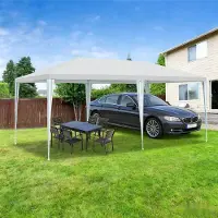 Peviasot Tente de jardin , 3x6 mètres, imperméable, avec parois latérales et fenêtres, idéale pour les fêtes en jardin, les barbecues et les mariages, de couleur blanche