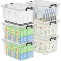 Markenlos Boîte empilable transparente de 15 litres avec fermeture à clic