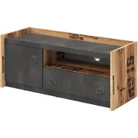 MINIO go for it MINIO, meuble TV bas FARGO 10, 1 porte, 1 tiroir, 1 niche – en épicéa alpin/acier brut – 110 cm