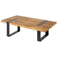 Meublorama Table basse LODEN 100 cm bois massif de manguier et métal noir – design industriel