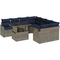 vidaXL Ensemble de repas , 9 pièces, couleur gris