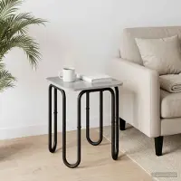Prolenta Table basse exclusive - Couleur gris béton - 40 x 40 x 45 cm - Fabriquée en bois composite