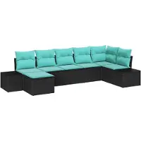 vidaXL Ensemble de canapés de jardin , 7 pièces, noir, en résine tressée