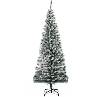 BellaFurn Arbre de Noël artificiel de 180 cm avec effet neige - modèle élancé | Couleur : Vert | Dimensions : 60x60x180 cm