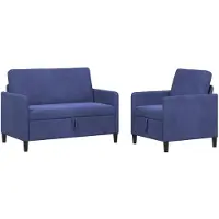 vidaXL Ensemble de canapés avec rangement, 2 pièces, bleu marine, polyester