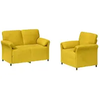 vidaXL Ensemble de canapés 2 pièces, couleur jaune, revêtement en velours