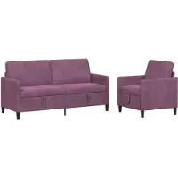 vidaXL Ensemble de canapés avec rangement, 2 pièces, en polyester violet