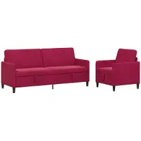 vidaXL Ensemble de canapés avec rangement, 2 pièces, couleur bordeaux, revêtement en polyester