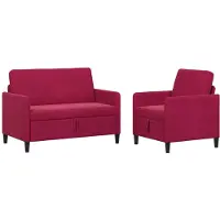 vidaXL Ensemble de canapés avec rangement, 2 pièces, couleur bordeaux, revêtement en polyester