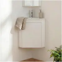 MOB-IN Ensemble lave-mains LISA d'angle suspendu, vasque résine et robinet