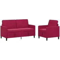 vidaXL Ensemble de canapés avec rangement, 2 pièces, couleur bordeaux, revêtement en polyester