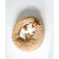 OEM Lit pour chien, forme ronde - 100% polyester doux - Bords surélevés - Imperméable - Couleur pastel - Réduit le stress et l'anxiété - Couchage pour grands chiens