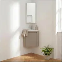 MOB-IN Ensemble LISA lave-mains d'angle suspendu, vasque, robinet et armoire