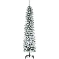 BellaFurn Arbre de Noël artificiel enneigé, 180 cm, design élancé, vert et blanc | Couleur : Vert et blanc | Dimensions : 46 x 46 x 180 cm