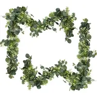 OEM Guirlande de feuilles d'eucalyptus (plante artificielle) de 180 cm - Plante artificielle - Fond de décoration - Lot de 2 - Plante décorative verte
