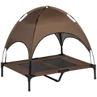 BellaFurn Lit surélevé pour chien avec auvent | Couleur : marron, noir | Dimensions : 76 x 92 x 90 cm
