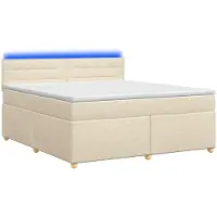 Syfax Lit Boxspring avec matelas Crème 160 x 200 cm Tissu