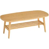 BellaFurn Table basse avec étagère, forme ovale | Couleur : bois naturel | Dimensions : 120x60x42 cm