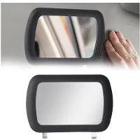 OEM Miroir de maquillage en verre véritable - 16,7 x 11 cm - Noir - Amovible - Très clair - Ventouse