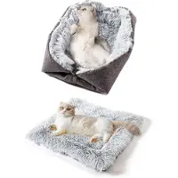 OEM Couverture douillette 2 en 1 - Coussin en peluche en forme de chat - Lavable - Doux - Adapté aux petits et moyens chiens - 61x51 cm - Lit pour animaux