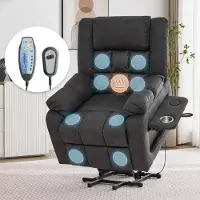 Merax Fauteuil de massage , Fauteuil TV électrique avec fonction massage, fonction chaleur, fonction allongée, repose-pieds, poches latérales, porte-boissons, USB, gris