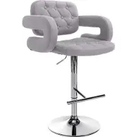 BellaFurn Tabouret de bar réglable en hauteur - tabouret - confort Couleur : gris | Couleur de base : chrome