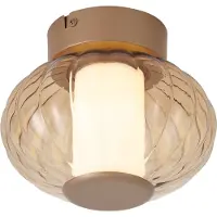 QAZQA Plafonnier design laiton 18 cm avec verre ambré avec LED dimmable 3 étapes - Margherite