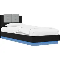 vidaXL Structure de lit avec tête de lit en bois imitation chêne noir