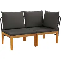 vidaXL : Ensemble de salon de jardin avec 2 fauteuils, coussins, en bois d'acacia massif et corde