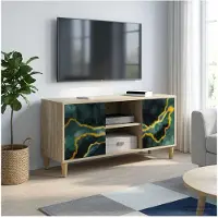 vidaXL Meuble TV WIJHE, 102 x 33 x 50 cm, panneaux de particules imitation bois Sonoma